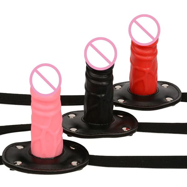 S-L Size SM Bondage Penis Gag With Lockin Buckles Oral Fixation Couples Dildo Mouth Slave Fetish Erotic Toys For Women