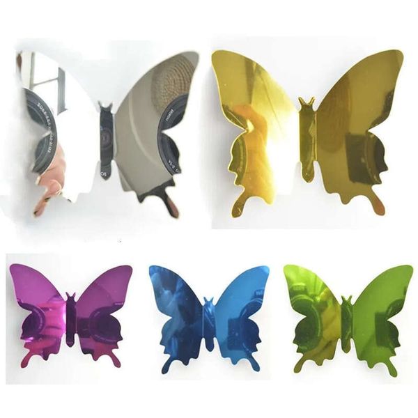 12Pcs 3D Mirrors Butterfly Stickers Decal Art Removable Party Wedding Decor Home Deco Wall Sticker For Kids Room C0628x1