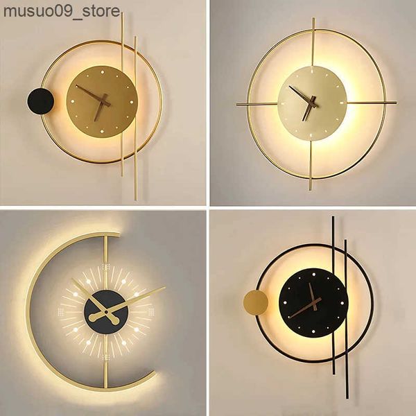 Other Home Decor Modern LED Clock Wall Lamp For Bedroom Bedside Living Dining Room Aisle Porch Corridor Home Decor Lighting Fixture Luster L