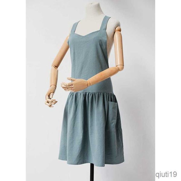 Kitchen Apron Cotton Simple Florist Apron Coffee Shop Working Apron Apron For Women Cooking Gardening Apron Style R230707