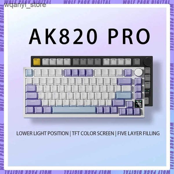 Keyboards AJAZZ AK820pro-AK820 mechanical keyboard wireless hot swappable 3-mode RGB custom keyboard gaming computer peripheral L240910