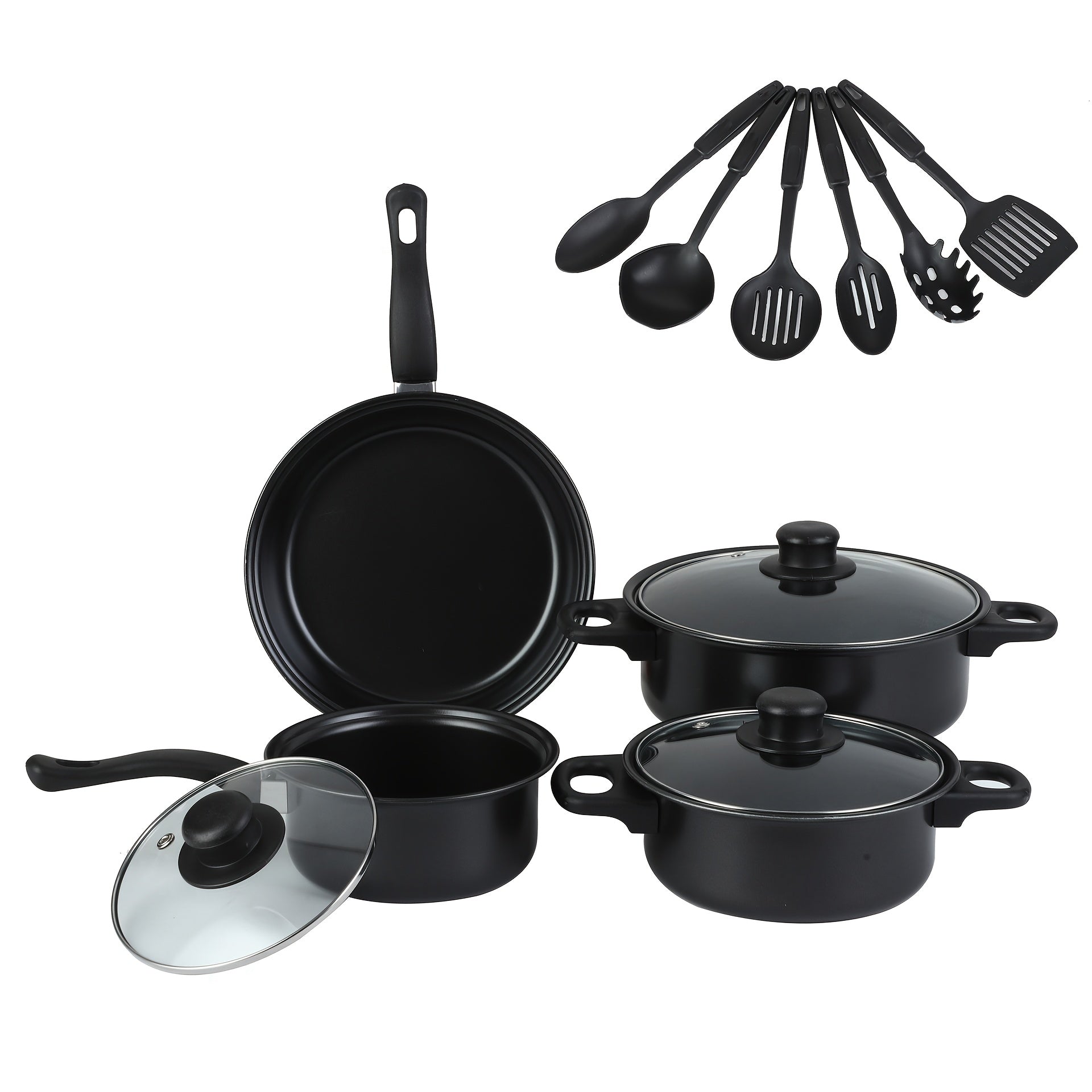 TEMU 13pcs Cookware Set, Durable Kitchen , Includes Frying Pan, , Milk Pan, Lid And Cookware, Suitable For Cooking Kitchen And Outdoor Camping, Gift