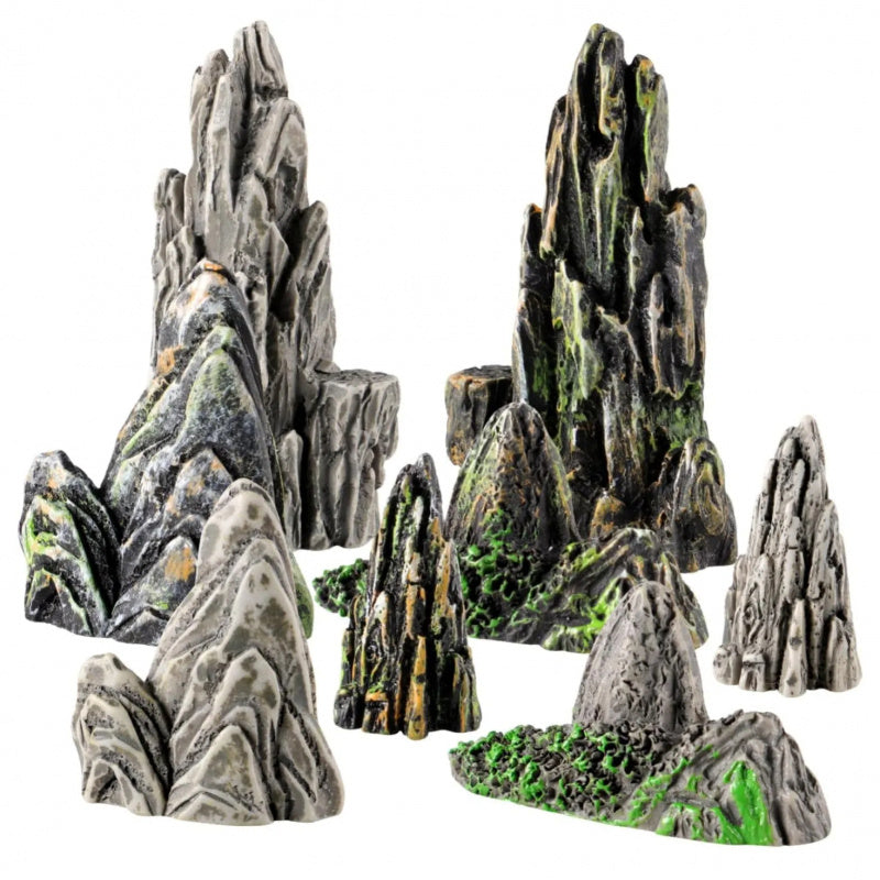 TEMU 8pcs Miniature Zen Bonsai Decor, Resin Garden Finials, Landscape Theme, No Electricity Or Battery Needed, Decorative Accessories For Planter