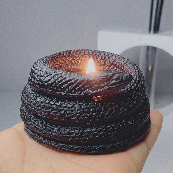 Halloween Decoration Horror Small Plate Snake Scented Candles Magic Witchcraft Candles Party Decorations For Events Black CandleXJ241207