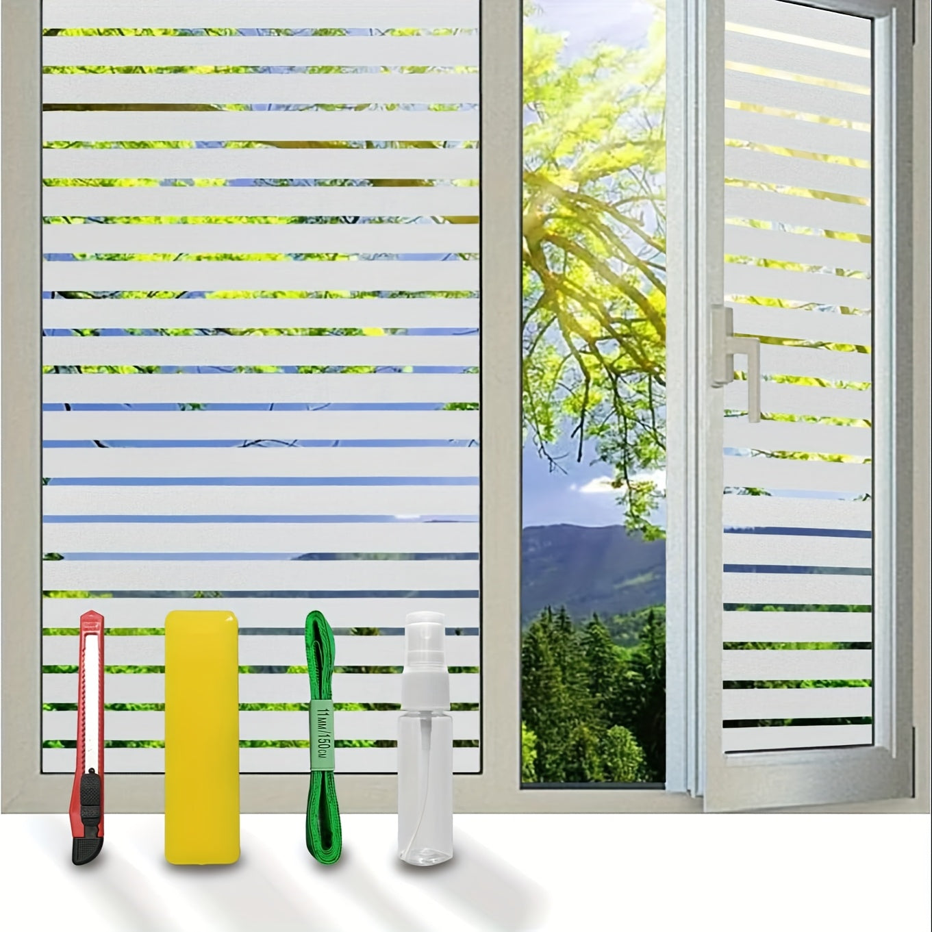 TEMU Stripe Frosted Window Film, Privacy Glass Window Sticker, Vinyl Decorative Window Decals, Protection Static Clings Window Film Non Adhesive For