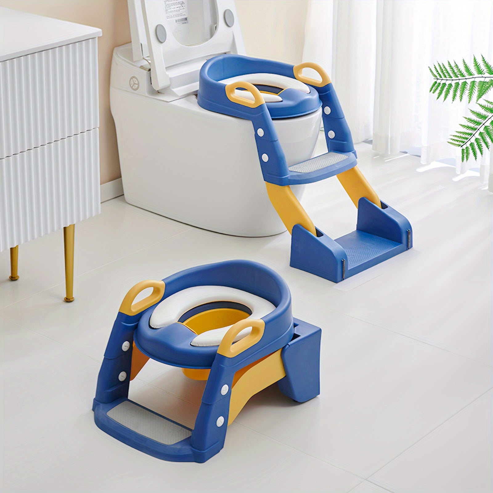 TEMU Lovewe 2 In 1 Toilet Potty Training Seat With Step Stool Ladder And Urinal, Safe & Comfortable Potty Chair With Anti-slip Design, Adjustable