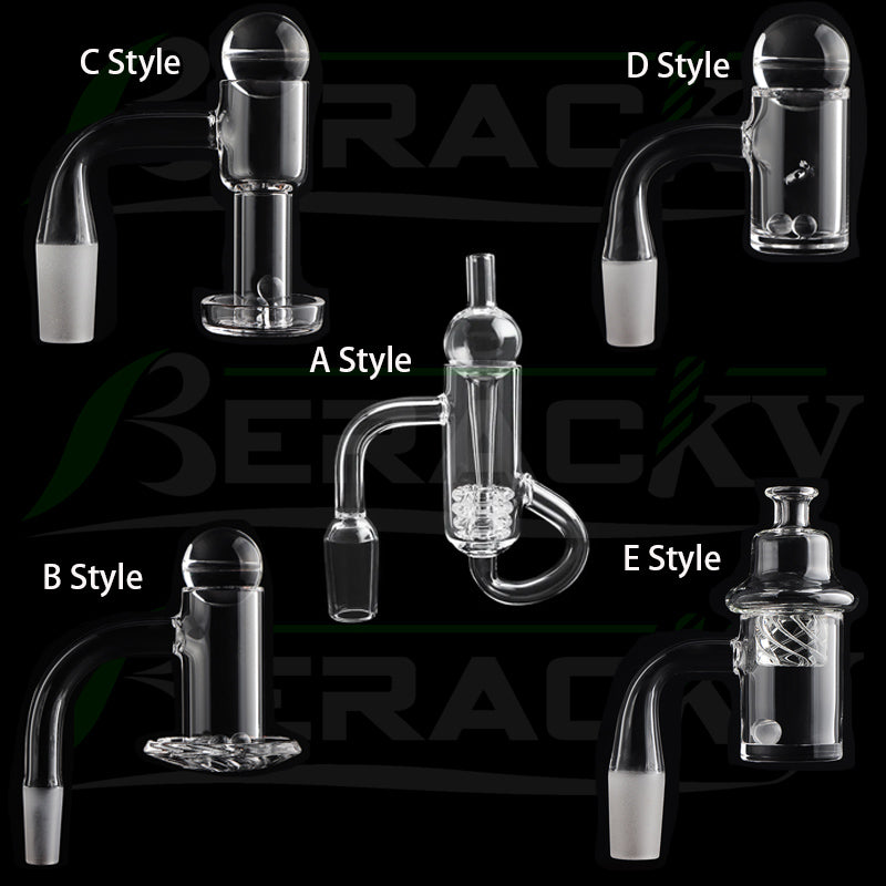 Beracky Diamond Loop Quartz Banger With Glass Bubble Carb Cap&Quartz Insert Terp Slurpers Spinning Air Holes Quartz Nails For Glass Water Bongs