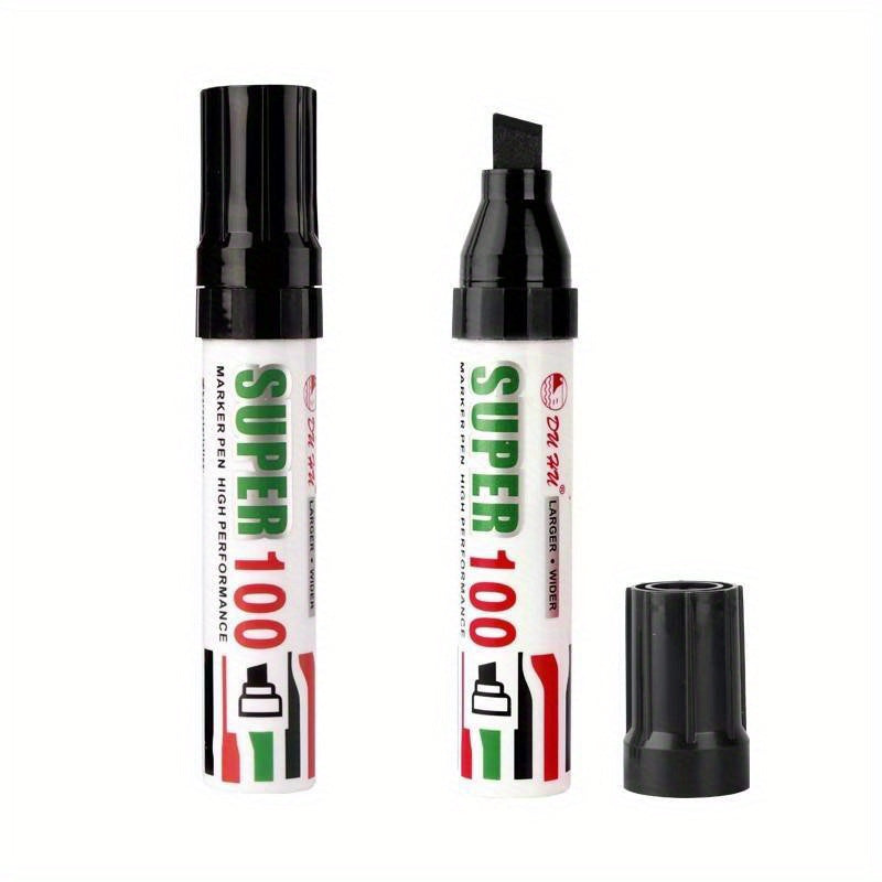 TEMU 4pcs-2pcs Extra Wide Tip Giant Marker Pens - 12mm Large Tip, Extra Large Capacity, Permanent, Theft Protection And Privacy Protection, For