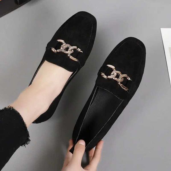 Spring Fi Flat Shoes Women Quality Metal Slip Loafer Shoes Ladies Flats Mocassins Big Size 35-41 Sapato Feminino 2024XJ250113