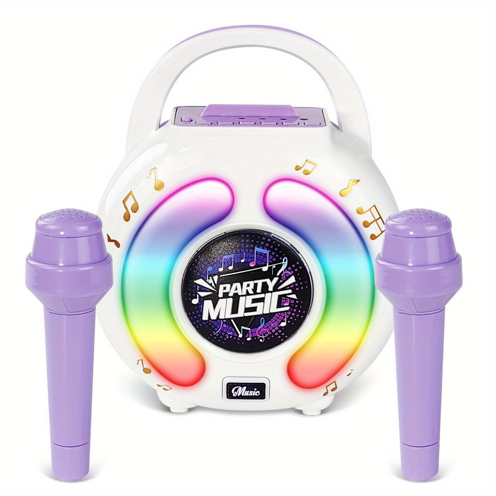 TEMU Kids Karaoke Machine With 2 Wired Microphones, Portable Speaker System With, Recording, Voice Changer, & Party Mode - With Power Adapter,