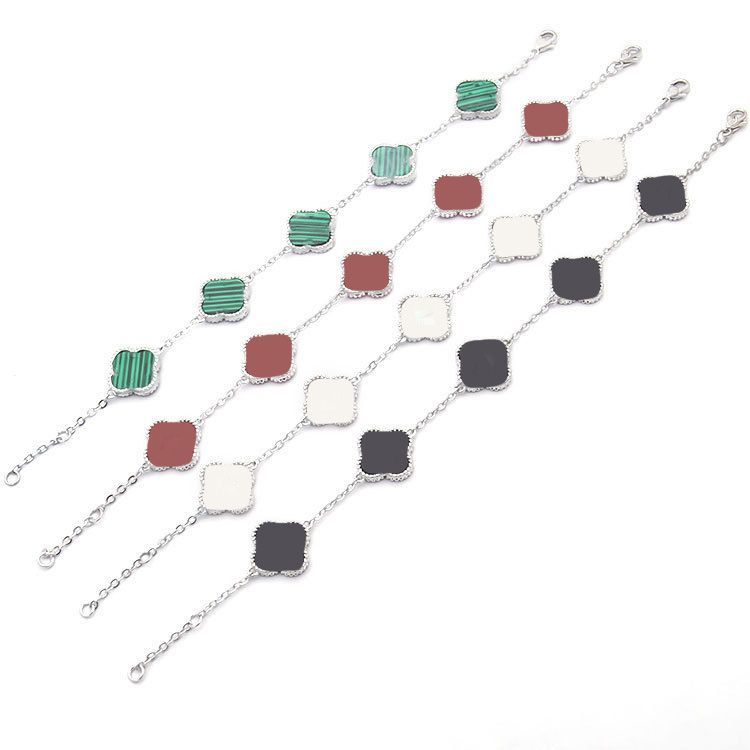 Designer charm bracelets designer jewellery luxury 6 Colors vc letter shell Tiger Eye stone Fritillion five-flower bracelet 5 four-leaf flower