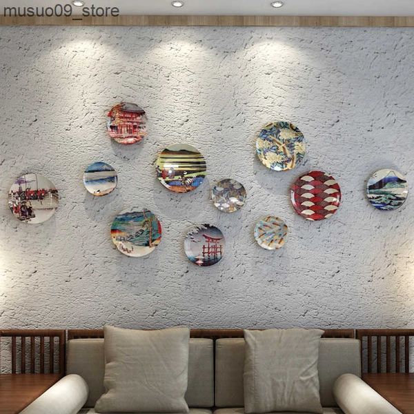 Decorative Plates Hanging Ceramic Decorative Plate Japanese and Korean Style Restaurant Home Soft Decoration Ornaments L240910