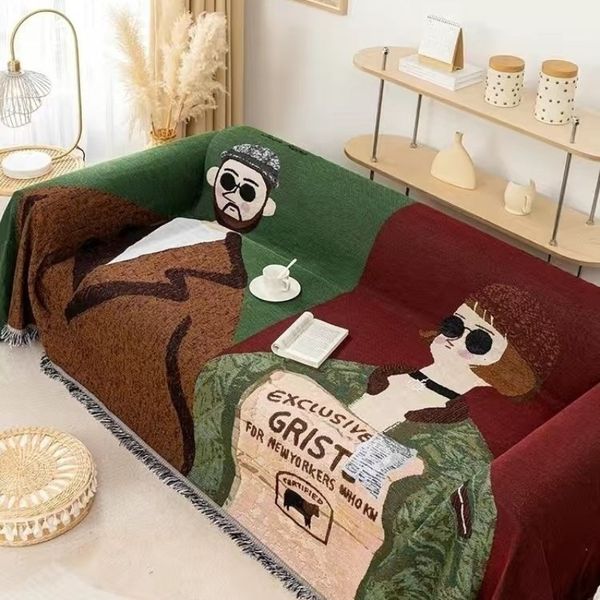 Blankets Textile City American Style Sofa Cover Leon The Professional Throw Blanket Home Tassel Sofa Decorate Soft Picnic Camping Mat 230914