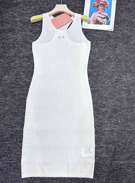 Casual Dress Summer Knits Dresses Fashion Elegant Long Skirts Designer Woman Sleeveless Skirt Classic Letter Embroidery Dress Womens Clothin