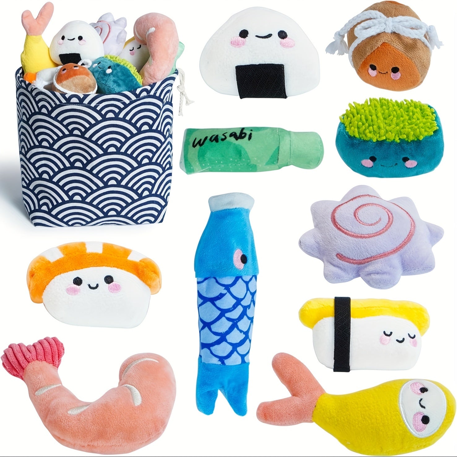 TEMU Nocciola 10 Pcs Sushi Small Dog Toys To Keep Them Busy, Cute Stuffed Puppytoys With Bag, Puppy Chew Toys For Small To Medium Dog, Plush Dog