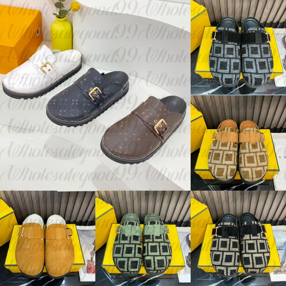 Womens Feel sabots mule Slide Designer Sandals Fashion booties Luxury cosy Flat Heel shoe Fur Leather Comfortable Fuzzy tazz Slipper clogs gym Casua