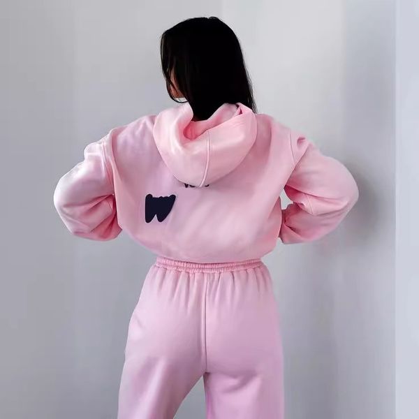 TRABALHOS MULHERES RUNDOS FUNHO SPORTHSWARE SPORTSWARE AOTUNO Capuz de inverno Conjunto de trajes esportivos de moda Long Slve Hooded calças