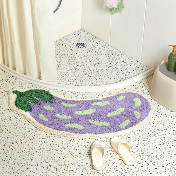 Carpet Arcshaped Bath Mats Nonslip Bathroom Banana Eggplant Shaped Rug Quickdrying Absorbent Floor Shower Room Doormat 230407