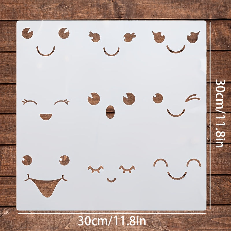TEMU 1pc Face Stencil - 11.8x11.8 Inch Reusable Pet Material, Easy To Clean & Durable, Diy Crafts, Scrapbooking, Cards, And Home Decor, Diy Craft