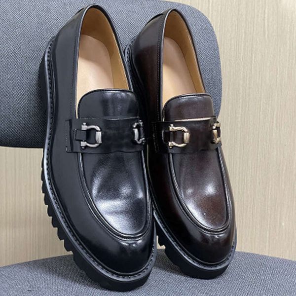 Designer Brogue Shoes Men Office Formal Loafers Thick Soled Patent Leather Oxfords 602 H1119-33