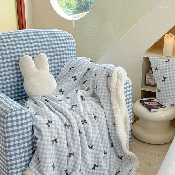 Cozy Lamb Wool Blanket: Classic Stripe Sofa Throw for Winter, Office, and Travel