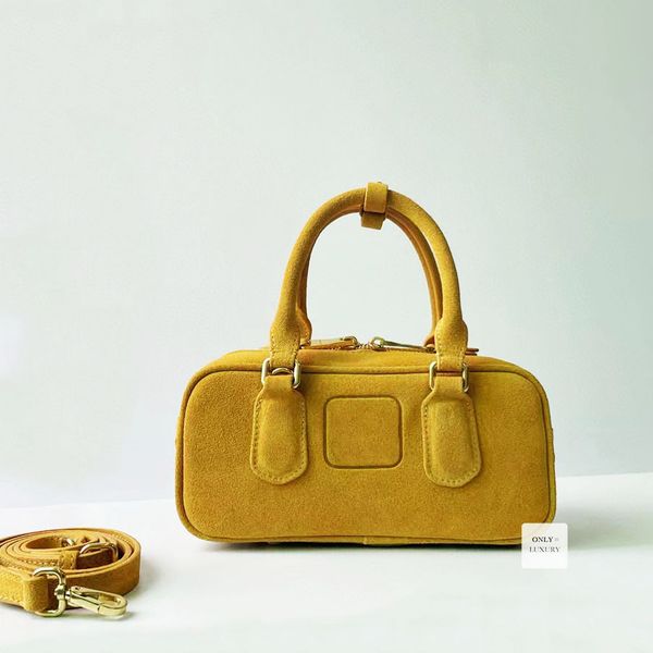 Designer fall winter suede bowling baguette bags luxury handbag shoulder bag real genuine leather crossbody bags tote clutch purse wallet bo