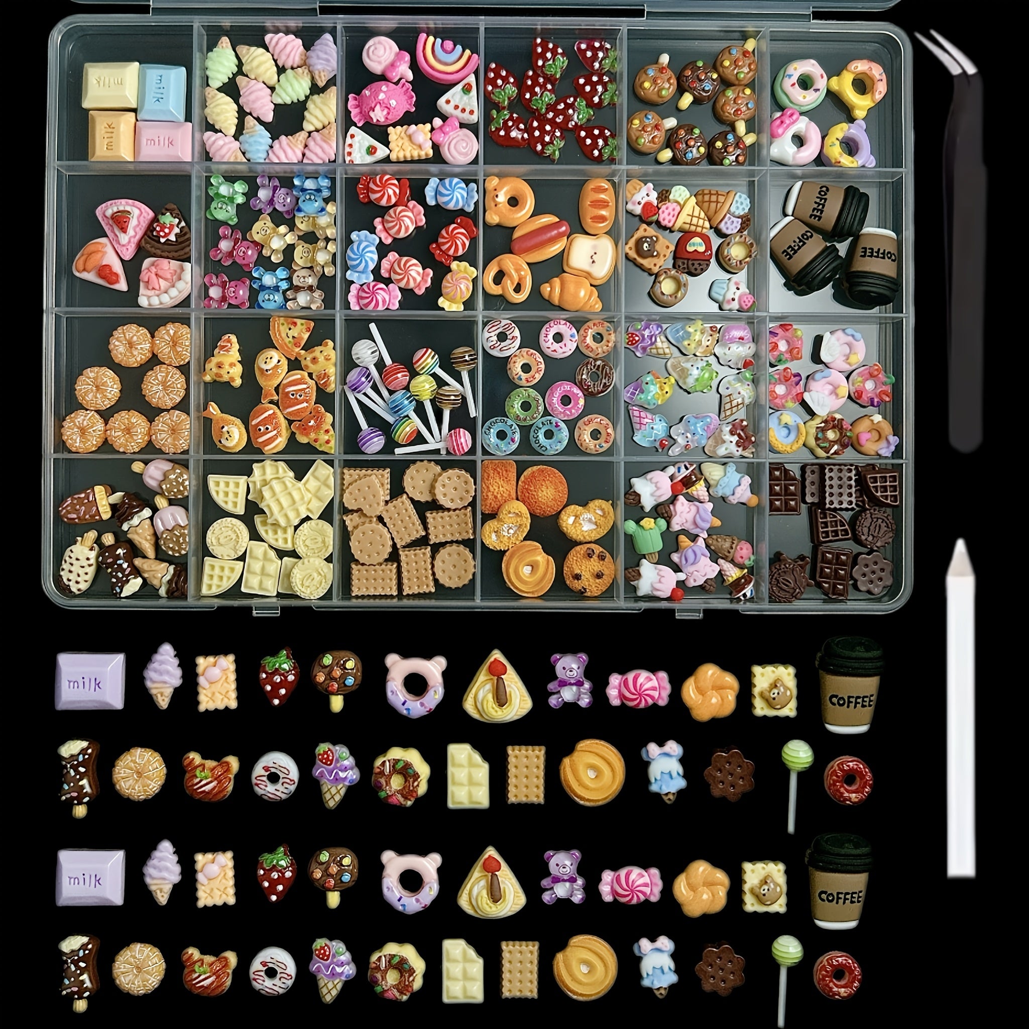 TEMU Mix Assorted Color Nail Charms Acrylic Multi Cute Nail Art Charms Hollow Candy, Ice Cream, Fruit, Chocolate Jewelry Nail Supplies For Nail Art