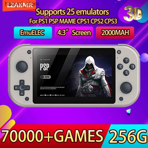 Portable Game Players New M17 portable pocket video player 256G 70000+games 4.3-inch screen EmuELEC supports 25 emulators for 1P game consol