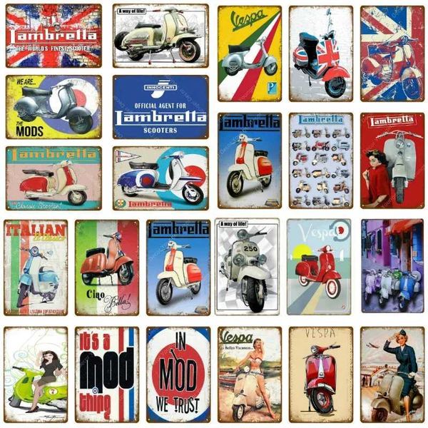 The Mods Metal Tin Sign Italian Lambretta Scooters Vespa Vintage Wall Plaque Garage Shop Home Room Decor Motorcycle Poster YJ205XJ241010