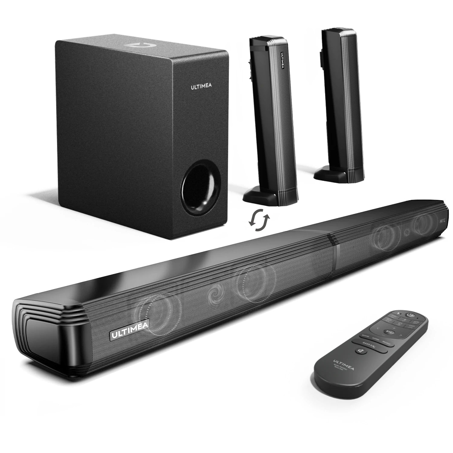 Ultimea Apollo S50 4.1CH Soundbar bluetooth Soudbar 5 Units 3 Mode Audio DSP Chip BassMax Tech Wired Soundbar Detachable