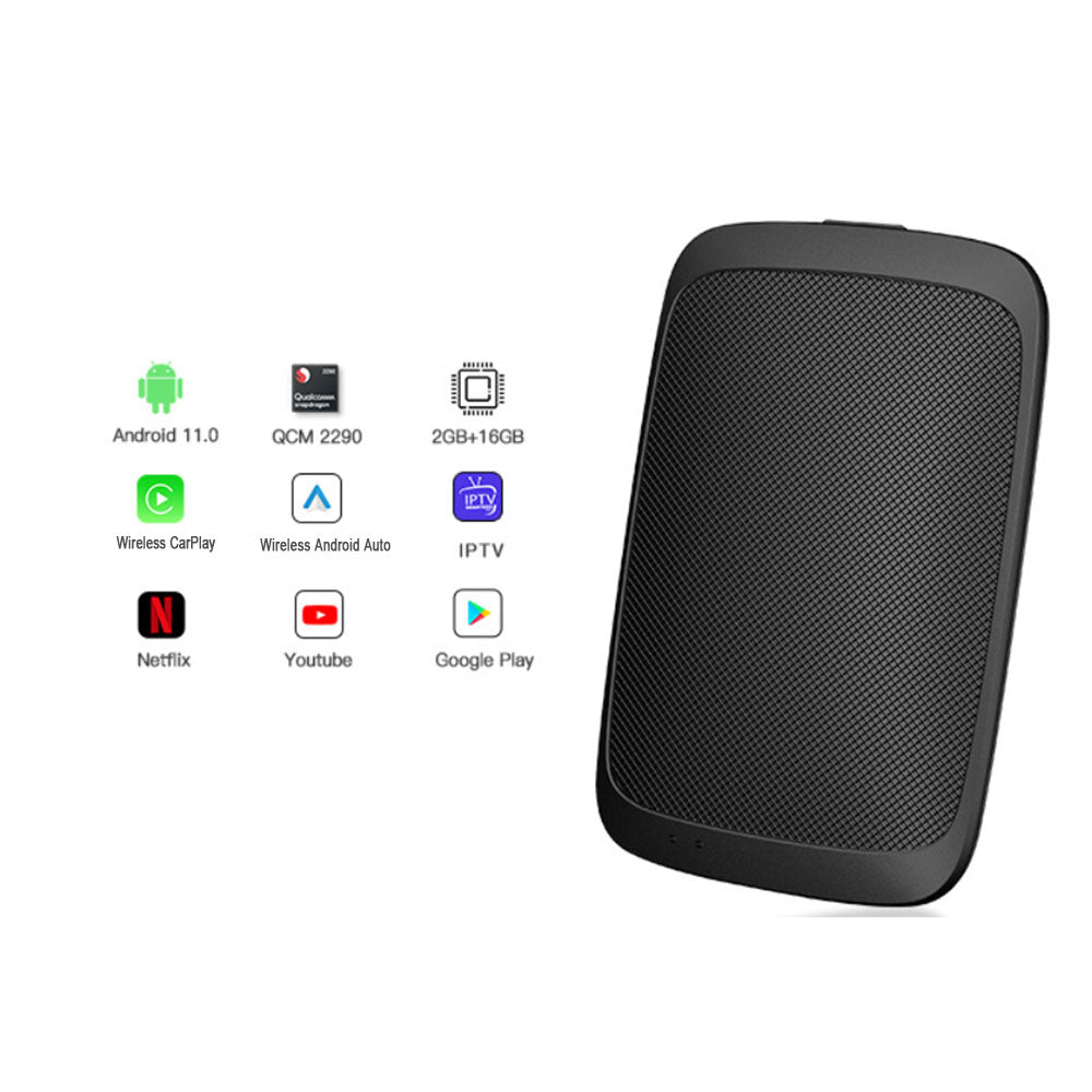 Upgrade GT5 ai CLOSED android 11 Qualcomm 2290 Chipset car video box 2GB + 16GB wireless carplay adapter youtbe netflix google play store