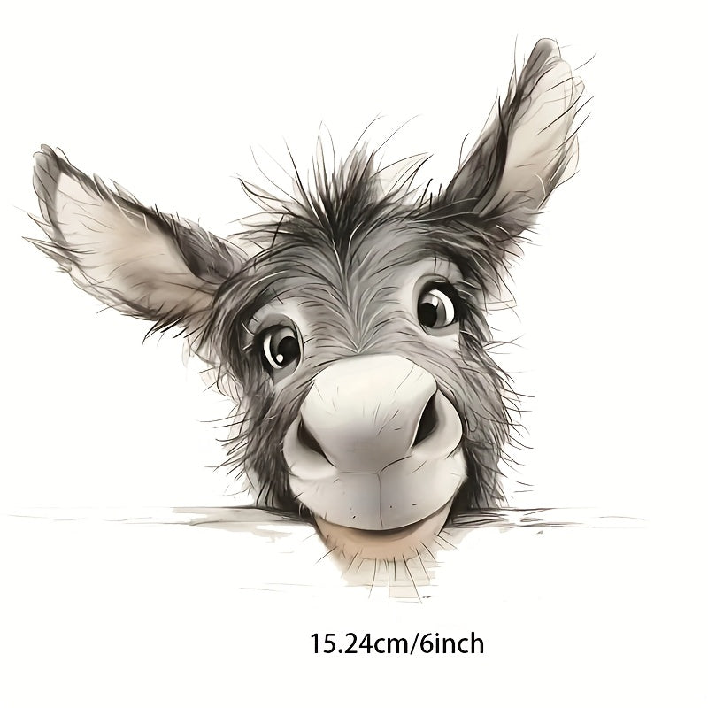 TEMU 3d Cartoon Cute Donkey Vinyl Sticker - 6 Inch, Self-adhesive, , Single Use - Ideal For Cars, Laptops, Trucks, Motorcycles, Windows, Walls -
