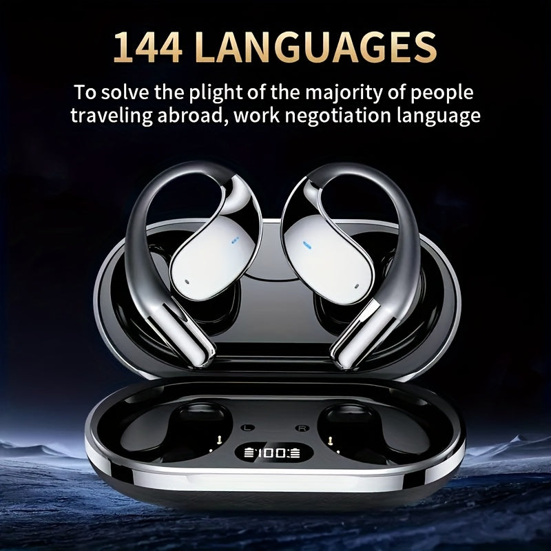 TEMU Aqe Ai Translation Earbuds With Bone Conduction Technology & 144-language Real-time Translator - Wireless Wireless Smart Translator Headphones,