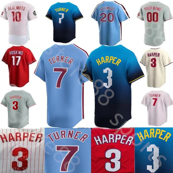 2024 Custom S-4XL 3 Bryce Harpe Jersey 7 Trea Turner 17 Rhys Hoskins 10 JT Realmuto Men Women Youth any name 5 Stott 28 Bohm 8 Castellanos j