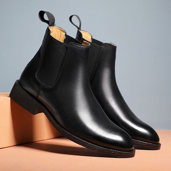 Spring- Winter Elegant Leather Men Couple Shoes Size 35 47 Slip-On Dress Formal Boots Model Fashion Show222