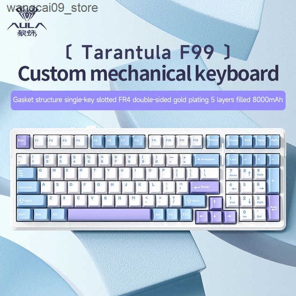 Keyboards Aula F99 Pro Gaming Mechanical Keyboard Three Mode 2.4g Wireless Bluetooth Wired Hot Swap PBT Gasket RGB For PC Laptop Gamer J2412