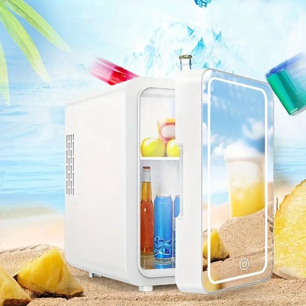 1pc Mini Refrigerator, 4 Liter-8 Can Small Refrigerator-AC-DC Cooler & Warmer For Bedroom Dorm Car Office Desk-Portable Compact Tiny Skincar