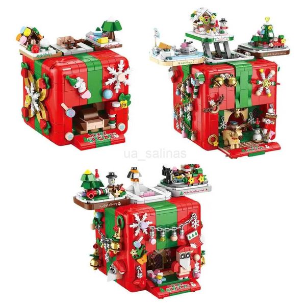 Christmas Box Model Building Blocks MOC 3 Sizes of Gift Boxes Special Edition Festive Bricks Creative Ideas Toy Girls Boys Kids Z241209