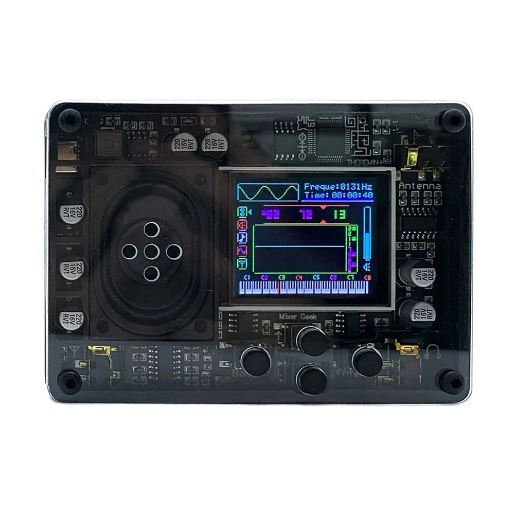 Mini Theremin Electronics Kit with Screen Display Retro Audio Player Electronic Creative Musical Instrument for Music Lo