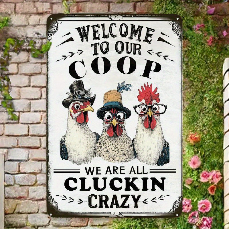 TEMU Chicken Coop Vintage Sign Welcome To Our Coop Chicken Signs For Coop Farm Home Garden Farmhouse Kitchen Decor 8x12inch_00001_ Wall Decor For Bar