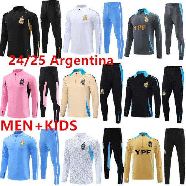 3-star Argentina tracksuit Soccer Jerseys 2024 2025 Home Away jacket Football Shirts MESSIS DI MARIA DYBALA DE PAUL MARADONA Men Kids training suit