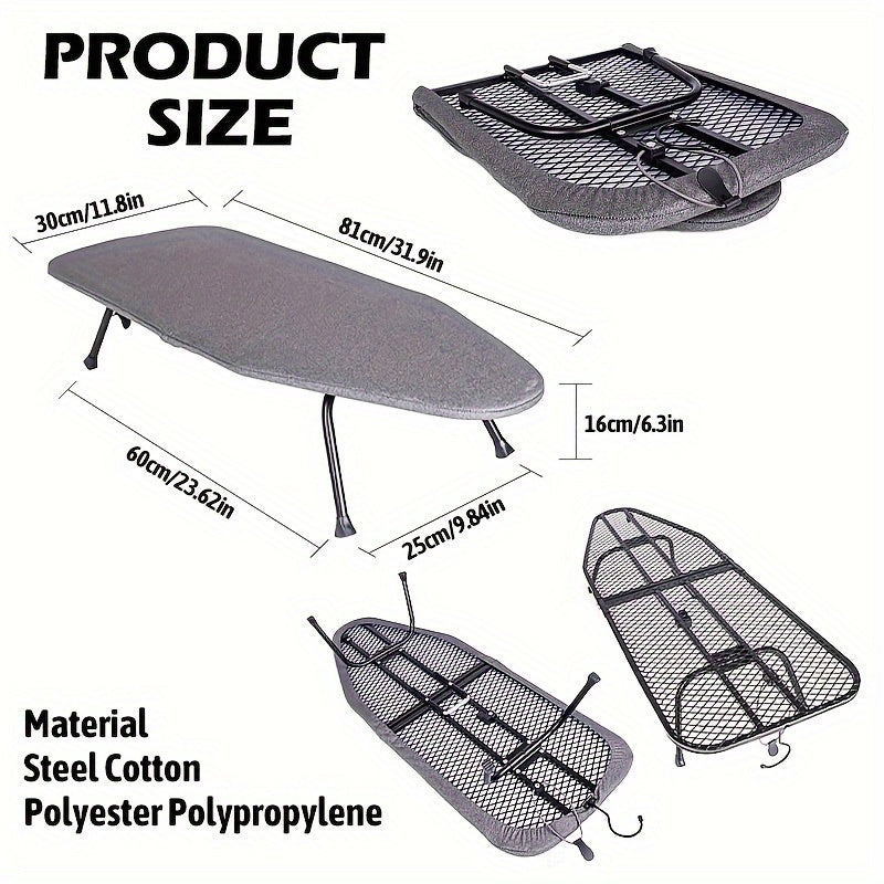 TEMU High-efficiency Household Black Desktop Foldable Ironing Board, Thickened Panel, Easy Extendable Storage, Ironing !