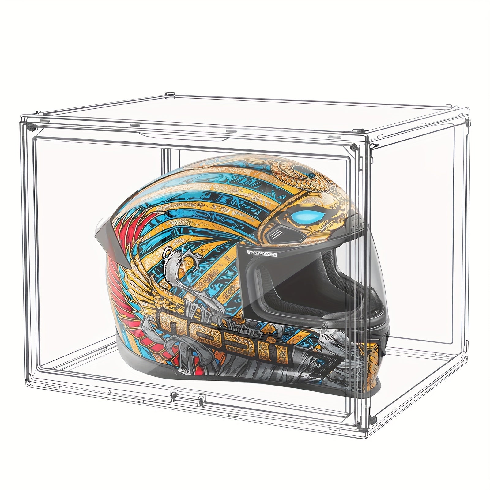 TEMU 5pc Helmet Storage Box, Helmet Display Stand Rack, Handbag Storage Container, Household Storage Organization, Clear Plastic Organizer Container