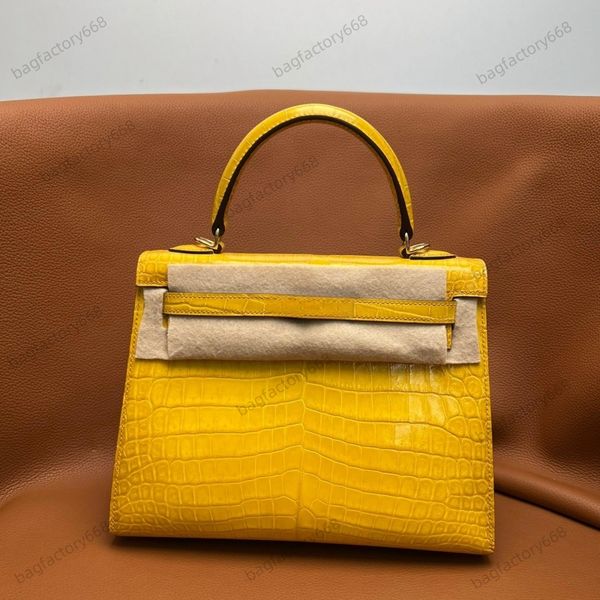 Top luxurys handbags designer bag handbag high quality 32 cm Crocodile skin large tote bag fashion yellow brown shoulder bag Hand sewing lad