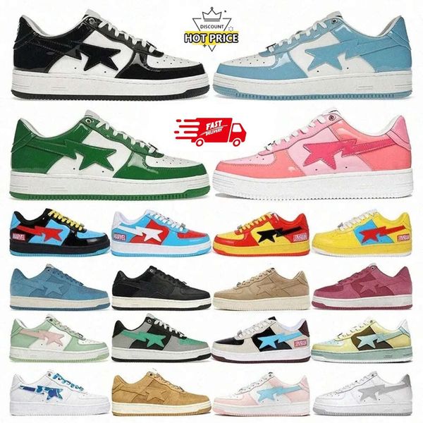 2023 Casual Bapestaies Shoes Sk8 Low Men Women Patent Leather Black White Abc Camo Camouflage Skateboarding Sports Bapely Sneakers Trainers