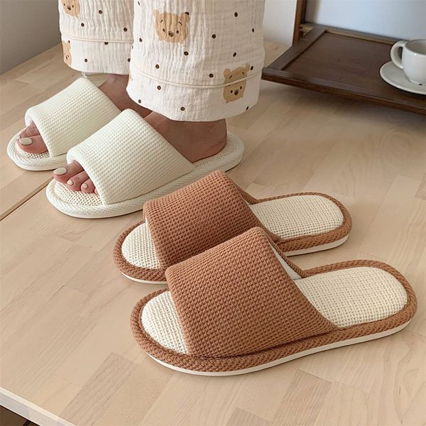 Girls fashion cotton and linen sandals four seasons home with fashion solid color silent slippers