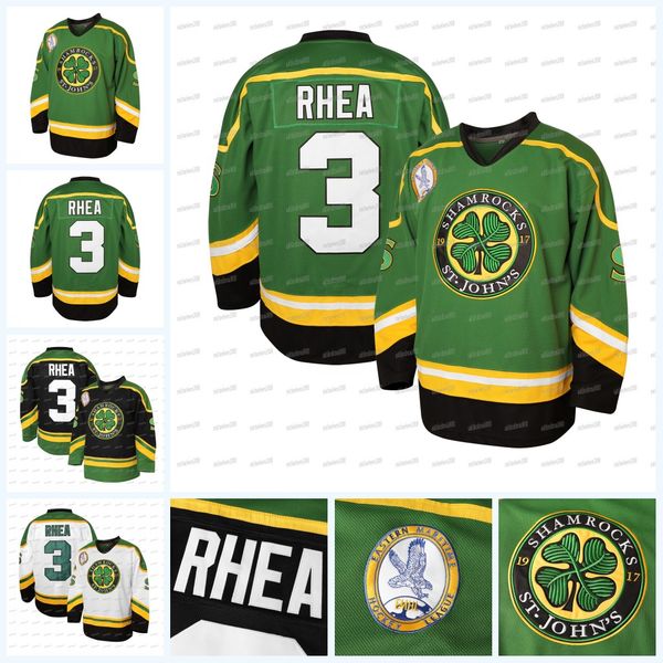 In Stock 3 Ross Rhea Mens St. JohnS Shamrocks Ice Hockey Jersey 100% Stitched Ice Hockey Jersey Fast Shipping Black