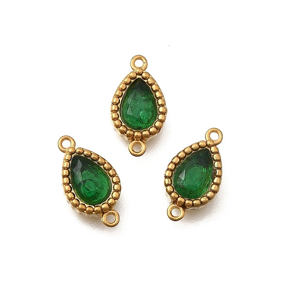 304 Edelstahl Pavé Zirkonia Tropfen-Verbindungsstück Charms