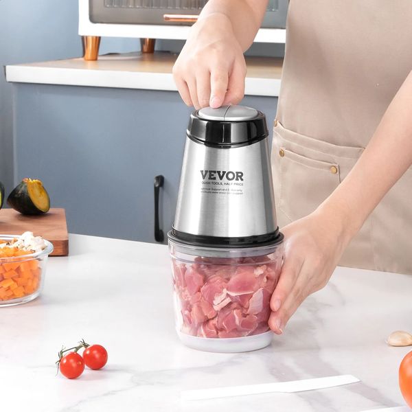 VEVOR Electric Meat Grinder with 4-Wing Stainless Steel Blades2.5 Cup Glass Bowl2 Speeds Food Grinder for Baby Food 250110