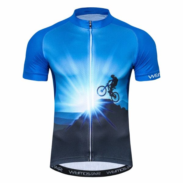 Cycling jersey Men&#039;s Bike jersey summer Pro MTB Shirts Short sleeve Team Maillot Ciclismo Top Blue Bicycle jersey white red